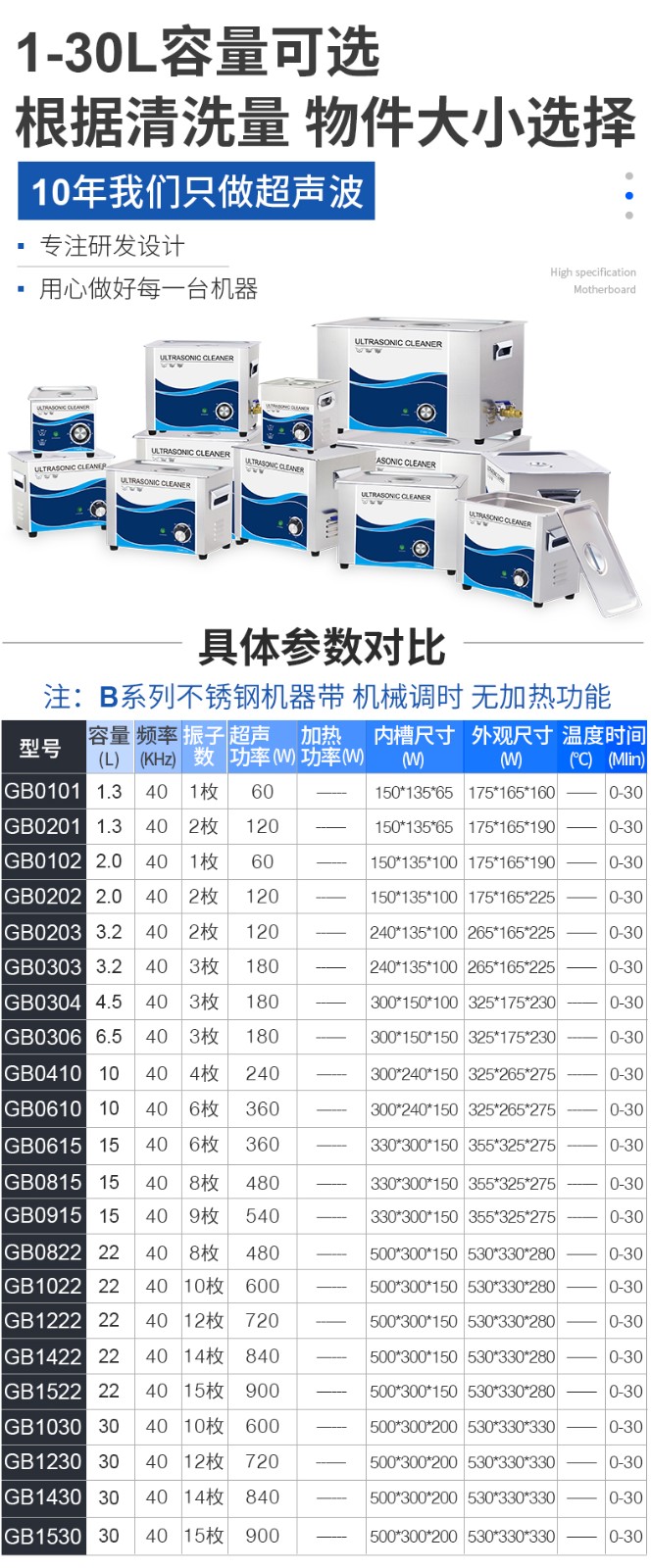 冠博仕超聲波清洗機(jī)參數(shù)